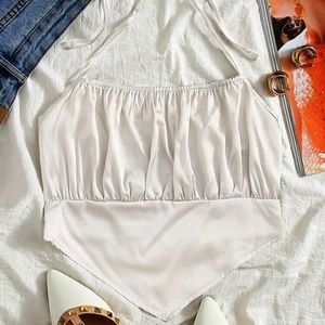 Ruched bust tie back halter top